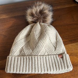 David and Young silk lined toque with pom
